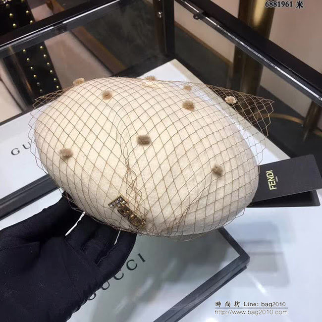 FENDI芬迪 代購品質 爆新款 網紗格子貝雷帽 6881961 LLWJ6762